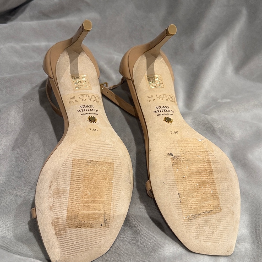Stuart Weitzman Nudistcurve 75 Sandal 7.5 B US  In Patent Leather Adobe - Picture 5 of 5